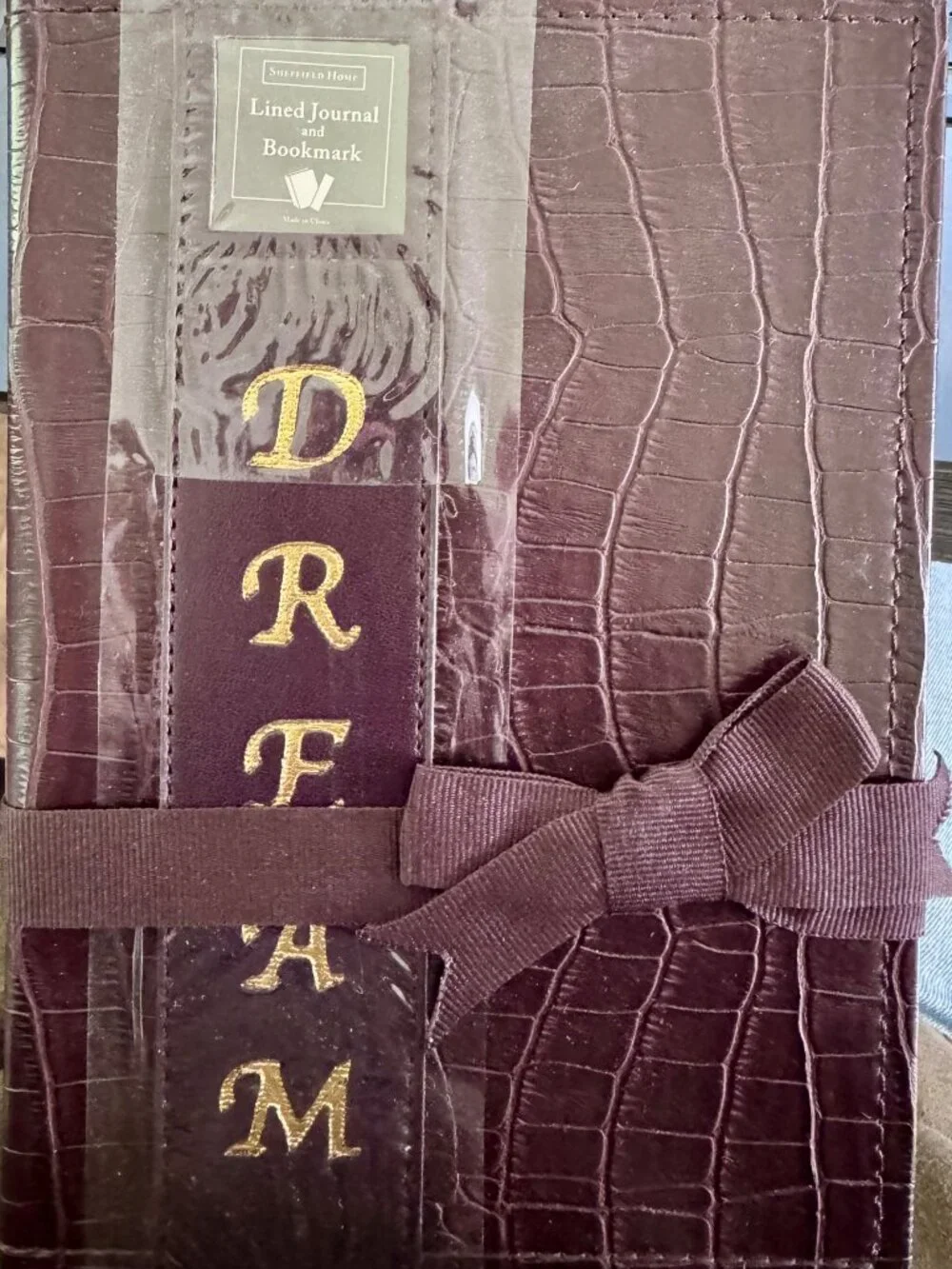 Sheffield Home faux crocodile embossed leather lined journal